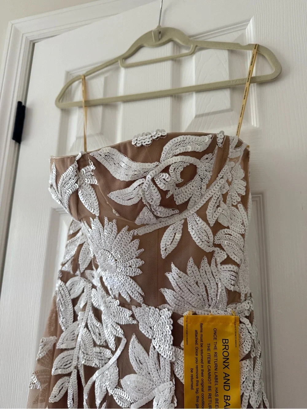 Bronx & Banco Dahlia Sequin Lace Embellished Strapless Dress White NEW with tags - Picture 3 of 10